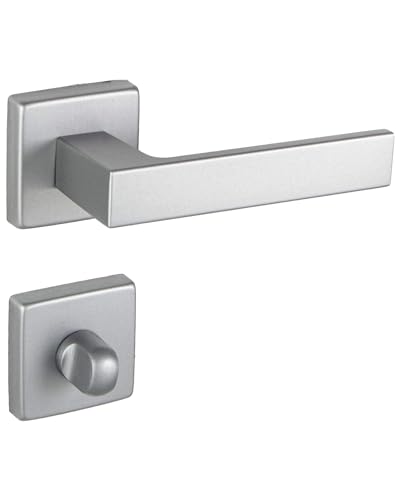 Gedotec Drückergarnitur Aluminium Türbeschlag Chrom matt silber Türgriff Zimmertür auf eckige Rosette | WC - Badezimmer | Türdrücker-Garnitur Innentür | PUSH 1317 | 1 Set mit Befestigungsmaterial Gedotec Drückergarnitur Aluminium Türbeschlag Chrom matt silber Türgriff Zimmertür auf eckige Rosette | WC - Badezimmer | Türdrücker-Garnitur Innentür | PUSH 1317 | 1 Set mit Befestigungsmaterial von Gedotec