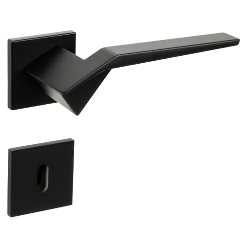 Gedotec Drückergarnitur Schwarz matt [BB - Buntbart] 1x Tür Beschläge Eckige-Rosette I Türgriffe Innentüren PALADIN I Türklinke für Türstärke 35 – 47 mm | Türbeschlag mit Befestigungsmaterial von Gedotec