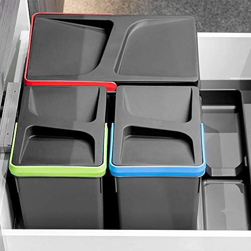 Gedotec Einbau-Abfallsammler-Set für Schublade & Küchen-Schrank | Mülleimer grau zur Mülltrennung im Unterschrank & Schublade | Korpusbreite: 450 mm | 1 Stück - Mülltrennsystem 2x7 Liter & 1x15 Liter Gedotec Einbau-Abfallsammler-Set für Schublade & Küchen-Schrank | Mülleimer grau zur Mülltrennung im Unterschrank & Schublade | Korpusbreite: 450 mm | 1 Stück - Mülltrennsystem 2x7 Liter & 1x15 Liter von Gedotec
