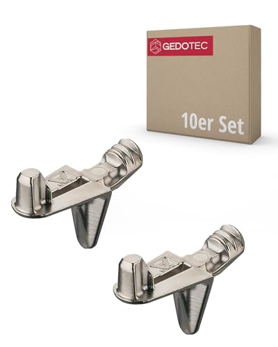 Gedotec Fachbodenträger Holz-Boden Winkel-Regal-Bodenträger Ø 5 mm Regalstütze für Möbel - FIX PRO | Regalboden-Träger Stahl vernickelt | Stift mit Steckzapfen | 10 Stück - Regalstift zum Einstecken von Gedotec