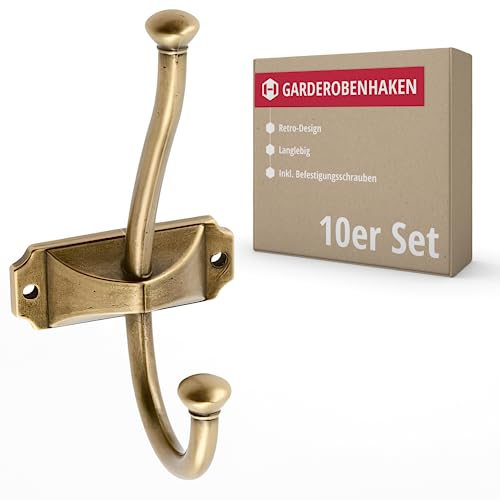 Gedotec Garderoben-Haken aus Metall | 10 Stück | Oberfläche: Messing antik - Länge: 134 mm - Breite: 66,5 mm | ANTON | Vintage Stil | Kleiderhaken für zu Hause | Garderobenleiste Gedotec Garderoben-Haken aus Metall | 10 Stück | Oberfläche: Messing antik - Länge: 134 mm - Breite: 66,5 mm | ANTON | Vintage Stil | Kleiderhaken für zu Hause | Garderobenleiste von Gedotec