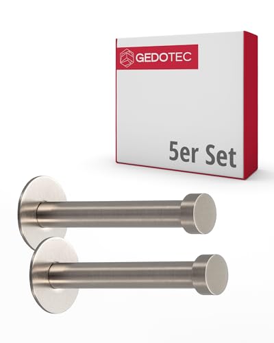 Gedotec Garderobenhaken Edelstahl Kleiderhaken Tür - Garderobe & Wand-Montage - UP-25 | Tiefe: 72 mm | Edelstahl matt gebürstet | Haken für verdeckte Befestigung | 5 Stück - Wandhaken mit Schrauben von Gedotec