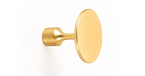 Gedotec Garderobenhaken Metall Gold gebürstet - FLOID | 1 Stück Hakenleiste rund | Wandgarderobe Maße: (H x B) 60 x 60 mm | Garderobenleiste rostfrei | Metallknopf - Stahlknopf - Garderobe Haken von Gedotec