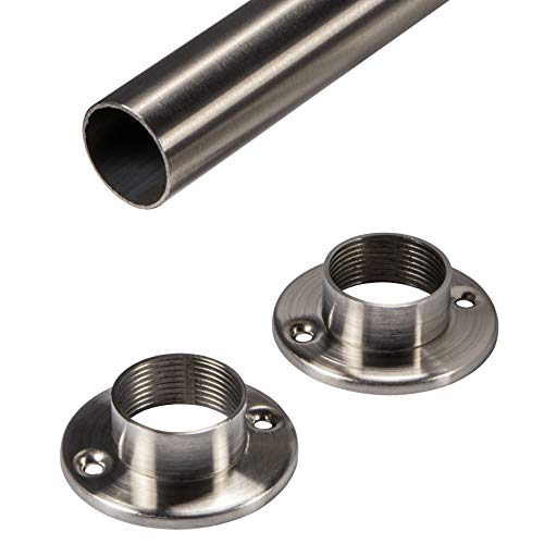 Gedotec Garderobenstange | FORTE | 2000 mm Schrankrohr | 1 Stück Möbelstange mit 2 Stück Wand-Befestigungen | Ø 25 mm Möbelrohr | Edelstahl Schrankstange Wand-Montage | für Kleiderschrank & Garderobe von Gedotec