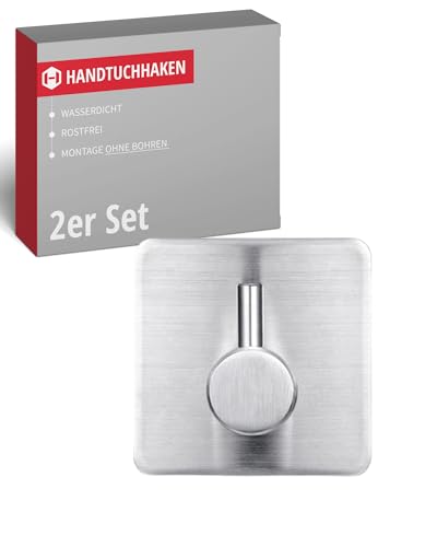 Gedotec Handtuchhalter ohne Bohren Edelstahl I 2er Set Handtuchhaken selbstklebend I Handtuchhalter Bad & Küche I Handtuchhaken ohne Bohren zum Kleben I Klebehaken Badezimmer als Handtuch Halterung von Gedotec