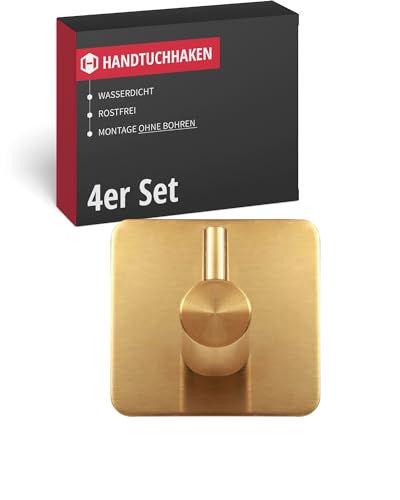 Gedotec Handtuchhalter ohne Bohren Edelstahl I 4er Set Handtuchhaken selbstklebend I Handtuchhalter Bad & Küche I Handtuchhaken ohne Bohren zum Kleben I Klebehaken Badezimmer als Handtuch Halterung von Gedotec