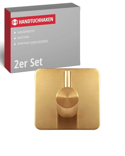 Gedotec Handtuchhalter ohne Bohren Edelstahl I 2er Set Handtuchhaken selbstklebend I Handtuchhalter Bad & Küche I Handtuchhaken ohne Bohren zum Kleben I Klebehaken Badezimmer als Handtuch Halterung von Gedotec