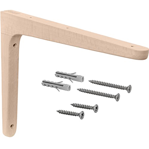Gedotec Holzkonsole aus Buche | 1 Stück Regalwinkel aus massivem Naturholz | 250 x 150 mm | TAUM | paarweise Tragkraft bis 60 kg | Regal-Halter geeignet für Bücherregale | Schwerlastträger Wandregale Gedotec Holzkonsole aus Buche | 1 Stück Regalwinkel aus massivem Naturholz | 250 x 150 mm | TAUM | paarweise Tragkraft bis 60 kg | Regal-Halter geeignet für Bücherregale | Schwerlastträger Wandregale von Gedotec