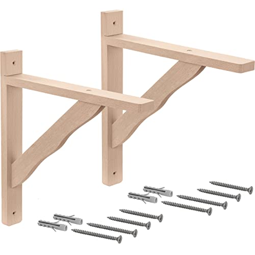 Gedotec Holzkonsole aus Buche | Regal-Halter geeignet für Bücherregale | 280x230 mm | BORK | Regalwinkel aus massivem Naturholz Tragkraft bis 19 kg | 2 Stück Schwerlastträger für Wandregale Gedotec Holzkonsole aus Buche | Regal-Halter geeignet für Bücherregale | 280x230 mm | BORK | Regalwinkel aus massivem Naturholz Tragkraft bis 19 kg | 2 Stück Schwerlastträger für Wandregale von Gedotec