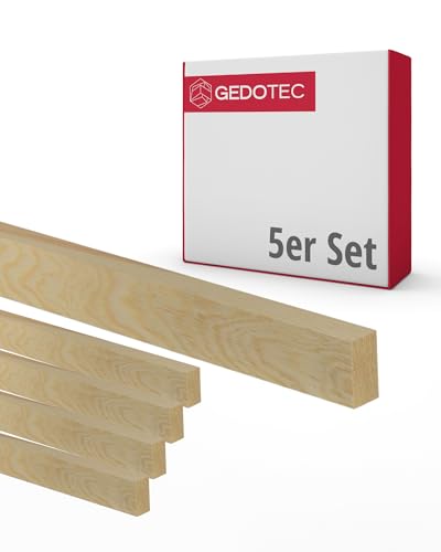 Gedotec Holzleisten - Holzbretter zum bauen Bastelklötzchen 100 cm lang | 5 Stück 19 x 40 mm | BASIC | vielseitiges Holz zum Basteln von verschiedenen Objekten - für Fensterbank Verkleidung innen von Gedotec