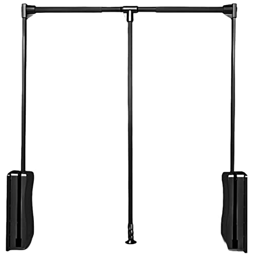 Gedotec Kleiderlift verstellbar Garderoben-Lift | 1 Stk Kleiderstange ausklappbar | Go Up | Schwarz - Garderobenstange Breiten-verstellbar 550-700 mm | Kleider-Lüfter klappbar | Wardrobelift von Gedotec