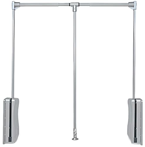 Gedotec Kleiderlift verstellbar Garderoben-Lift | 1 Stk Kleiderstange ausklappbar | Go Up | Silber Chrom - Garderobenstange Breiten-verstellbar 550-700 mm | Kleider-Lüfter klappbar | Wardrobelift von Gedotec