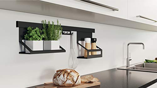 Gedotec Küchenreling-Set Relingleiste Küche Hänge-Leiste Wand-Montage | Aluminium - Stahl schwarz matt | Reling-Stange Länge 900 mm | 1 Set - Design Küchenleiste inkl. Befestigungsmaterial Gedotec Küchenreling-Set Relingleiste Küche Hänge-Leiste Wand-Montage | Aluminium - Stahl schwarz matt | Reling-Stange Länge 900 mm | 1 Set - Design Küchenleiste inkl. Befestigungsmaterial von Gedotec