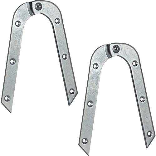 Gedotec Leiterband gebogen Stehleiterband Metall Leiterscharnier stabil | Scharnier Stahl verzinkt | Klappleiterband 200 x 21 mm | MADE IN GERMANY | 2 Stück - Leiter-Scharnier Metall zum Schrauben von Gedotec