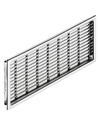 Gedotec Lüftungsgitter aus Kunststoff | 1 Stück Belüftungsgitter verchromt | H3611 | Maße: 220 x 57 mm | eckige, geschlitzte Ausführung mit Abdeckrand | Luftrosette zum Einlassen - Tür Lüftergitter von Gedotec