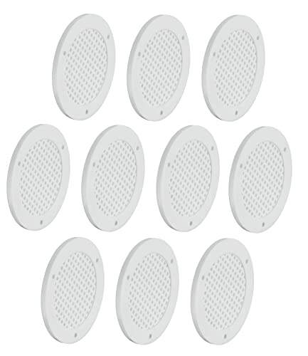 Gedotec Lüftungsgitter rund zur Entlüftung | 10 Stück Abluft-Gitter weiß 50 mm | Innen und Außen | BREATHE | Luftrosette perforiert flach aus Kunststoff | zum Einlassen und Nageln | Belüftungsgitter von Gedotec