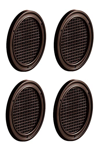 Gedotec Lüftungsgitter rund zur Entlüftung | 4 Stück Abluft-Gitter braun 50 mm | Innen und Außen | BREATHE | Luftrosette perforiert flach aus Kunststoff | zum Einlassen und Nageln | Belüftungsgitter von Gedotec