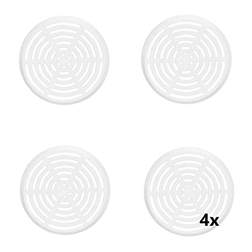 Gedotec Lüftungsgitter rund zur Entlüftung | 4 Stück Abluft-Gitter weiß 60mm | Innen und Außen | BREATHE | Luftrosette geschlitzt aus Kunststoff | mit Abdeckrand zum einlassen | Belüftungsgitter von Gedotec