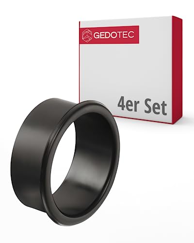 Gedotec Lüftungsring rund zur Entlüftung | 4 Stück Lüftungsgitter schwarz 38 mm | Luftrosette aus Kunststoff | mit Abdeckrand zum Einlassen | Belüftungsgitter | Abluft-Gitter | Innen & Außen von Gedotec