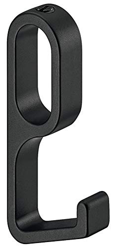 Gedotec Metall Einhängehaken schwarz für Schrankstange OVAL Schrankrohr | Aufhängehaken Aluminium schwarz matt | Aufhänger für Kleiderstange oder Garderobe 30 x 14 mm | 1 Stück - Kleiderhaken gebogen von Gedotec