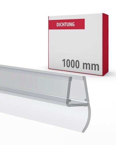 Gedotec Mittel-Dichtung 180° | 1 Stück | Duschtürdichtung mit seitlicher Duschlippe | Länge: 1 m | Duschdichtung 6 mm - 8 mm | Glasbodendichtung PVC wasserabweisend | Duschkabine Dichtung Duschtür von Gedotec