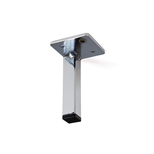 Gedotec Moderner Design Möbelfuß DANY eckig aus Metall | Höhe 100 mm | Chrom poliert | Schrankfuß mit schwarzen Filzgleiter | Tischbein mit Anschraubplatte | 1 Stück Gedotec Moderner Design Möbelfuß DANY eckig aus Metall | Höhe 100 mm | Chrom poliert | Schrankfuß mit schwarzen Filzgleiter | Tischbein mit Anschraubplatte | 1 Stück von Gedotec