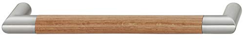 Gedotec Moderner Schubladengriff 192 mm Möbelgriff Küche - Angle | Holz-Griff Eiche & Edelstahl-Optik | Küchengriff für Schrank-Türen & Möbel - Schubladen | 1 Stück - Design Schrankgriff mit Schrauben von Gedotec