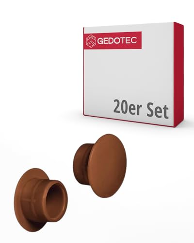 Gedotec Möbel-Abdeckkappen aus Kunststoff | 20 Stück Schrauben-Abdeckungen Rehbraun | H1117 | Endkappen für Schrauben-Bohrungen rund | Möbel-Kappen für Blindbohrung Ø 10 mm | Schraubenabdeckungen von Gedotec