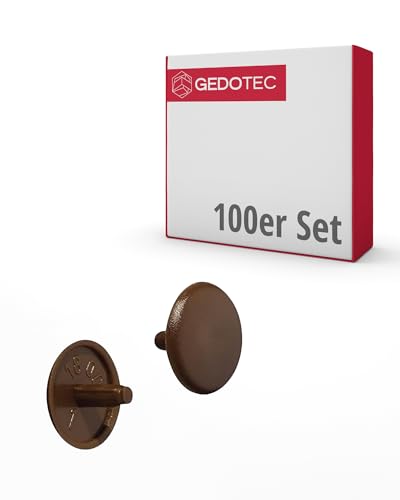 Gedotec Möbel-Abdeckkappen rund | 100 Stück - Schrauben-Kappen für Kopfloch-Bohrung PZ2 | H1115 | Abdeckungen Ø 12 x 2,5 mm | Verschluss-Stopfen Kunststoff rehbraun | Endkappen für Bohrlöcher von Gedotec