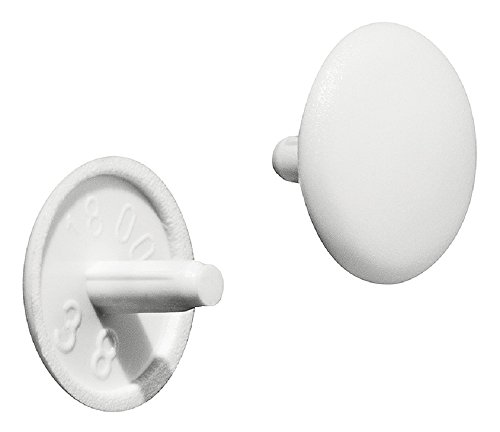 Gedotec Möbel-Abdeckkappen weiß RAL 9010 Schrauben-Abdeckungen Kunststoff Schrauben-Kappe rund | H1123 | Verschluss-Stopfen für Kopflochbohrung PZ2 | Ø 12 x 2,5 mm | 100 Stück - Abdeckstopfen rund von Gedotec