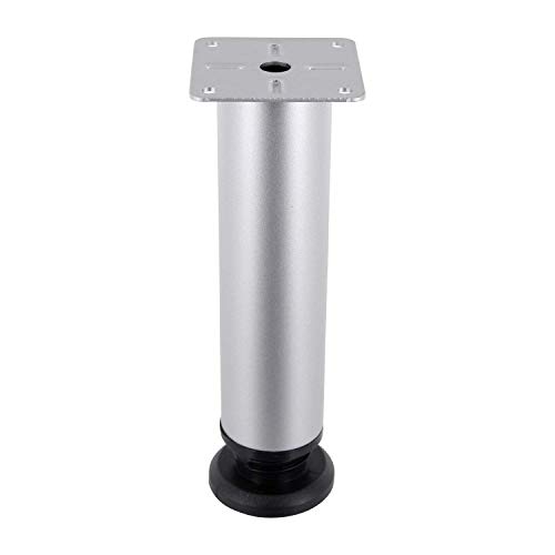Gedotec Möbelfüße höhen-verstellbar Schrank-Füße - Lena | Höhe 200 mm | Metall Chrom matt | Höhen-Einstellung + 20 mm | Sockelfüße mit Aufschraubplatte | 1 Stück - Kommoden-Füße Silber mit Platte von Gedotec