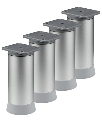 Gedotec Möbelfuß aus Metall | 4 Stück | DAISY | Tischbein Metall Silber | Füße für Möbel inkl. Höheneinstellung | Ausführung: 150 mm | Kommodenfüße - Schrankfuß - Tisch-Fuß | Moderner Stil - Tischfüße von Gedotec