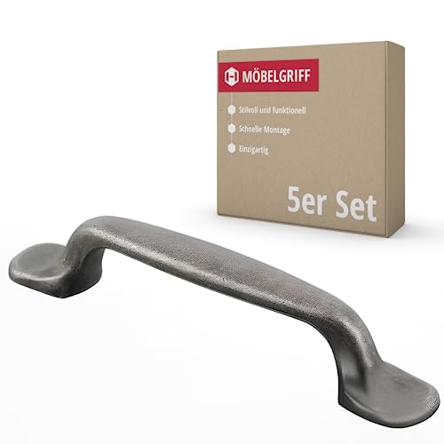 Gedotec Möbelgriff aus Vollmetall | 5 Stück | Griffe für Küchenschränke inkl. Befestigungsmaterial | ELEA | Möbelgriffe Silber antik mit BA 96 mm | Türgriffe für Schränke - Schrankgriffe von Gedotec