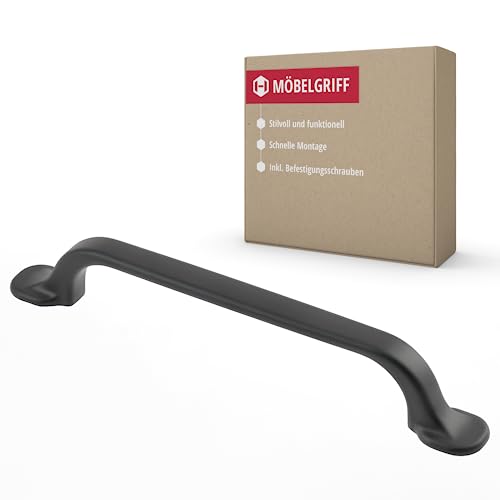 Gedotec Möbelgriffe Vintage | 1 Stück | Griffe für Küchenschränke inkl. Befestigungsmaterial | HELGA | Möbelgriffe Schwarz matt mit BA 128 mm | Türgriffe für Schränke - Schrankgriffe - Griffe Küche von Gedotec