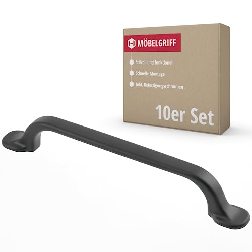 Gedotec Möbelgriffe Vintage | 10 Stück | Griffe für Küchenschränke inkl. Befestigungsmaterial | HELGA | Möbelgriffe Schwarz matt mit BA 128 mm | Türgriffe für Schränke - Schrankgriffe - Küchen Griffe Gedotec Möbelgriffe Vintage | 10 Stück | Griffe für Küchenschränke inkl. Befestigungsmaterial | HELGA | Möbelgriffe Schwarz matt mit BA 128 mm | Türgriffe für Schränke - Schrankgriffe - Küchen Griffe von Gedotec