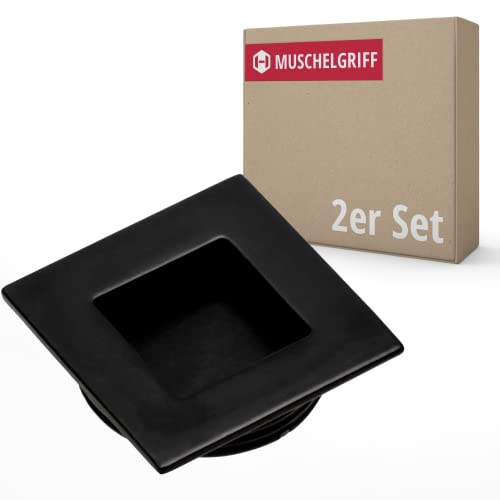 Gedotec Möbelgriffe aus Metall | 2 Stück Muschelgriff - Schwarz matt inkl. Befestigungsmaterial | DIANA | 40 x 40 mm | Türgriffe für Schränke Griffe für Küchenschränke Griffe Möbel von Gedotec