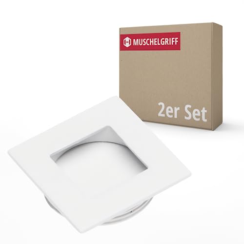 Gedotec Möbelgriffe aus Metall | 2 Stück Muschelgriff - Weiß matt inkl. Befestigungsmaterial | DIANA | 40 x 40 mm | Türgriffe für Schränke Griffe für Küchenschränke Griffe Möbel von Gedotec