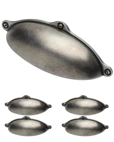 Gedotec Möbelgriffe aus Metall | 5 Stück Muschelgriff - Silber antik inkl. Befestigungsmaterial | ALEXANDRIA | 99,5 x 30 mm BA: 64 mm | Türgriffe für Schränke Griffe für Küchenschränke Griffe Möbel Gedotec Möbelgriffe aus Metall | 5 Stück Muschelgriff - Silber antik inkl. Befestigungsmaterial | ALEXANDRIA | 99,5 x 30 mm BA: 64 mm | Türgriffe für Schränke Griffe für Küchenschränke Griffe Möbel von Gedotec