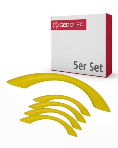 Gedotec Möbelgriffe für Kinderzimmer | Bohrabstand 96 mm | Farbe Gelb | 5 Stück | Schubladengriffe Kunststoff | COLOUR | Türgriffe bunt | Möbelgriffe Kinder | schmale Griffe Möbel | Türgriffe Schrank von Gedotec