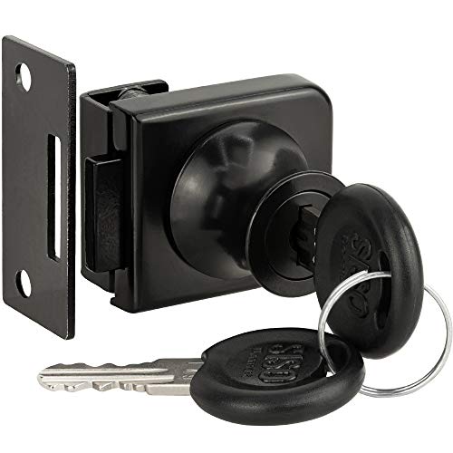 Gedotec Möbelschloß Zylinder-Möbelschloss Vitrinen-Schloss Set - ECONO BLACK | Tür-Verriegelung für Glas-Schränke & Möbel | Glastürschloss zum Klemmen | 1 Stück - Riegelschloss für Glastüren 4-8 mm von Gedotec