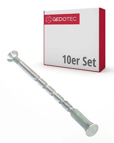 Gedotec Möbelschrauben M4 | 10 Stück - Hülsenschrauben | Verbindungsschraube Stahl vernickelt M4 x 75 mm | Schrankverbinder Kreuzschlitz PZ2 und Flachklinge | für Türdrücker - Türbeschläge von Gedotec