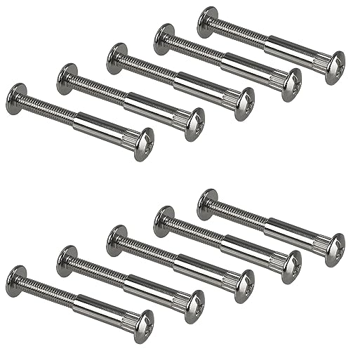 Gedotec Möbelschrauben M6 | 10 Stück - Hülsenschrauben | Verbinder Stahl vernickelt | Holzdicke 32-42 mm | Möbelverbinder Schrankverbinder Kreuzschlitz PZ2 und Flachklinge | Schrauben + Hülsenmutter von Gedotec