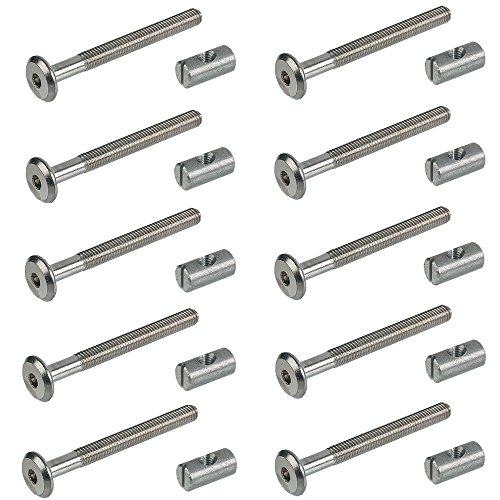 Gedotec Möbelverbinder Stahl vernickelt | 10 Stück Verbindungsschrauben für Holz und Möbel | Länge: 90 mm | Flachkopfschraube M6 | Bettverbinder-Schrauben mit Quermutterbolzen | Verbindungsmaterial Gedotec Möbelverbinder Stahl vernickelt | 10 Stück Verbindungsschrauben für Holz und Möbel | Länge: 90 mm | Flachkopfschraube M6 | Bettverbinder-Schrauben mit Quermutterbolzen | Verbindungsmaterial von Gedotec