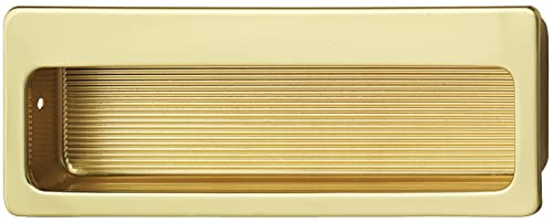 Gedotec Muschelgriff aus Metall | 1 Stück - Griffmuschel Schiebetür zum kleben | messing poliert | elegantes retro Design | 99 x 38 mm | Falttüren Schiebetür - Griffe Möbel - Muldengriff - Türgriffe von Gedotec