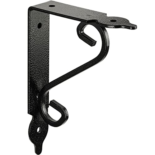 Gedotec Ornament-Konsole Schwerlastkonsole Metall Schwerlastträger | Smithy | Tiefe: 140 mm | Regalträger Tragkraft 15 kg | Stahl Antik schwarz geschmiedet | 1 Stück Regalwinkel im Landhaus-Stil von Gedotec