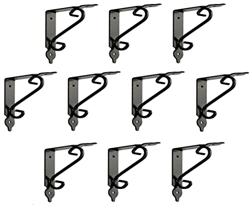 Gedotec Ornament-Konsole Schwerlastkonsole Metall Schwerlastträger | Smithy | Tiefe: 140 mm | Regalträger Tragkraft 15 kg | Stahl Antik schwarz geschmiedet | 10 Stück Regalwinkel im Landhaus-Stil von Gedotec