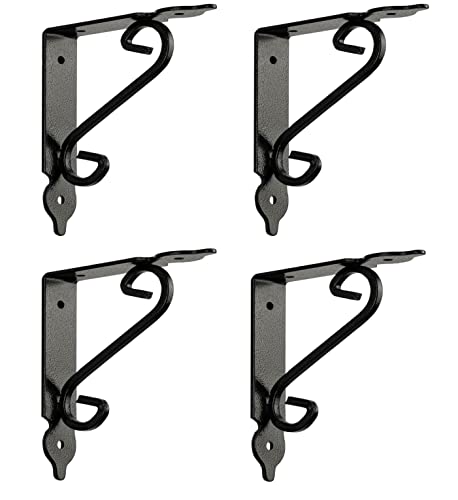 Gedotec Ornament-Konsole Schwerlastkonsole Metall Schwerlastträger | Smithy | Tiefe: 240 mm | Regalträger Tragkraft 15 kg | Stahl Antik schwarz geschmiedet | 4 Stück Regalwinkel im Landhaus-Stil von Gedotec