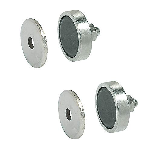 Gedotec Profi Magnet-Schnäpper Möbelschnäpper für Metallschränke | Magnetverschluss Stahl verzinkt | Möbelmagnet aus Stahl | Einbohr-Magnet 4 kg Haltekraft | 2 Stück - Türmagnet mit Gegenplatte von Gedotec