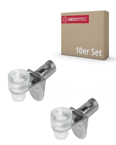 Gedotec Regal-Bodenträger Metall Regal-Halter Küche Regalstifte für Glas-Böden & Holz-Böden - Defence | Regal-Halterung zum Einstecken | Bohrloch Ø 5 mm | 10 Stück - Fachbodenträger Stahl vernickelt von Gedotec