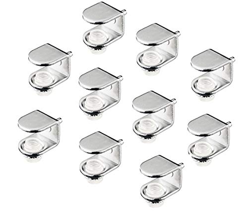 Gedotec Regal-Halterung Glas-Böden Regalboden-Träger 3 mm für Schrank & Möbel - H3134 | Stift aus Stahl vernickelt | Bodenträger mit Sicherung | MADE IN GERMANY | 20 Stück - Fachbodenträger mit Stift von Gedotec